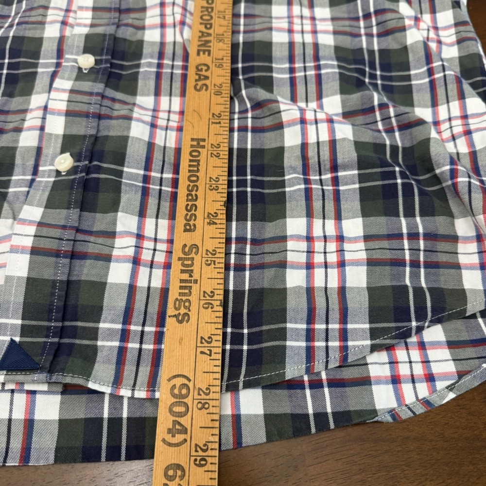 UNTUCKit Mens XL Plaid Button Down Shirt Green Navy White Cotton Long Sleeve - Picture 6 of 8
